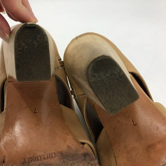 Rachel Comey Tan leather heeled ankle booties peep toe cross cross  7 - Picture 10 of 16